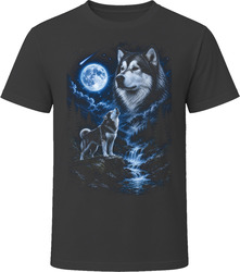 Alaskan Malamute Howling at the Moon T-Shirt