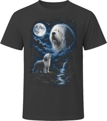 Old English Sheepdog Howling at the Moon T-Shirt