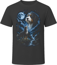 Bernedoodle Howling at the Moon T-Shirt