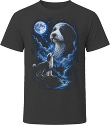 Sheepadoodle Howling at the Moon T-Shirt