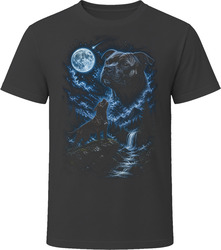 Staffordshire Bull Terrier Howling at the Moon T-Shirt