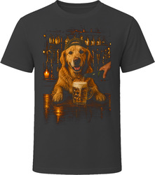 Golden Retriever Drinking Beer at the Bar T Shirt Golden Retriever Drinking Beer at the Bar T Shirt