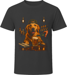 Golden Retriever Drinking Beer at the Bar T Shirt Golden Retriever Drinking Beer at the Bar T Shirt