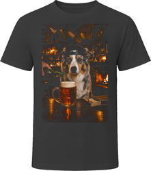 Australian Shepherd Drinking Beer at the Bar T Shirt Australian Shepherd Drinking Beer at the Bar T Shirt