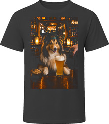 Shetland Sheepdog Drinking Beer at the Bar T Shirt Shetland Sheepdog Drinking Beer at the Bar T Shirt