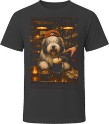 Old English Sheepdog Drinking Beer at the Bar T Shirt Old English Sheepdog Drinking Beer at the Bar T Shirt