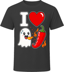 I Love Ghost Pepper Funny Halloween Hot Sauce Spicy Food Pun T-Shirt