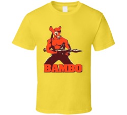 Bambo Rambo Bambie Movie Cartoon Classic Mashup Crossover T Shirt Bambo Rambo Bambie Movie Cartoon Classic Mashup Crossover T Shirt