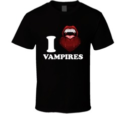 I Love Heart Vampires Fangs On Heart Funny T Shirt