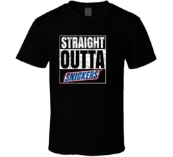 Straight Outta Snickers Chocolate Bar Parody Food Fan T Shirt Straight Outta Snickers Chocolate Bar Parody Food Fan T Shirt