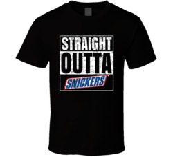 Straight Outta Snickers Chocolate Bar Parody Food Fan T Shirt Straight Outta Snickers Chocolate Bar Parody Food Fan T Shirt