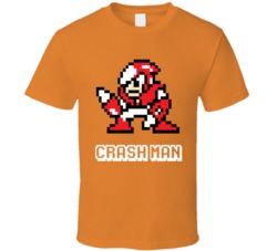 Crash Man Mega Man 2 Robot Enemy NES Video Game T Shirt Crash Man Mega Man 2 Robot Enemy NES Video Game T Shirt