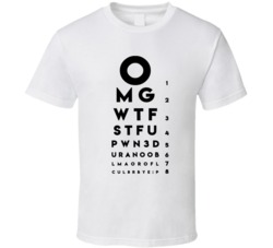 Geek Eye Chart Funny Dork Omg Wtf Stfu Pwn3d T Shirt