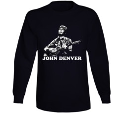 John Denver Country Folk Song Black Long Sleeve T Shirt
