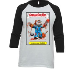 Garbage Pail Kids Trading Cards Cinemaniac Mike Baseball Raglan T Shir Garbage Pail Kids Trading Cards Cinemaniac Mike Baseball Raglan T Shir