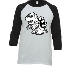 Bowser Super Mario Brothers Video Game Nes Retro Baseball Raglan T Shi Bowser Super Mario Brothers Video Game Nes Retro Baseball Raglan T Shi