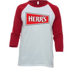 Herr's Potato Chips Snack Junk Food Fan Baseball Raglan T Shirt Herr's Potato Chips Snack Junk Food Fan Baseball Raglan T Shirt