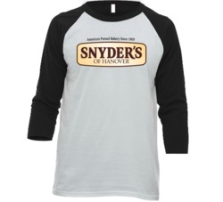 Snyder's Of Hanover Pretzels Snack Junk Food Fan Baseball Raglan Snyder's Of Hanover Pretzels Snack Junk Food Fan Baseball Raglan
