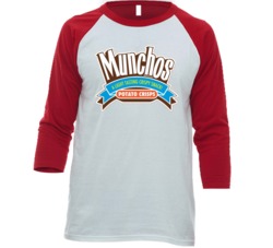 Munchos Potato Chips Snack Junk Food Fan Baseball Raglan T Shirt Munchos Potato Chips Snack Junk Food Fan Baseball Raglan T Shirt