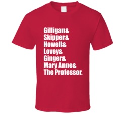 Gilligan's Island Cast Name List Tv Show Fan T Shirt Gilligan's Island Cast Name List Tv Show Fan T Shirt