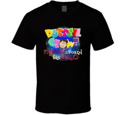 Russell Crowe Fighting Around The World Funny Cartoon T Shirt