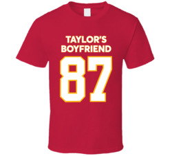 Taylor's Boyfriend Travis Kelce 87 Fan T Shirt Taylor's Boyfriend Travis Kelce 87 Fan T Shirt