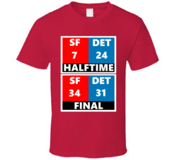 San Francisco Detroit Scoreboard Final Score Football Fan T Shirt San Francisco Detroit Scoreboard Final Score Football Fan T Shirt