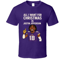 All I Want For Christmas Is Justin Jefferson Football T Shirt All I Want For Christmas Is Justin Jefferson Football T Shirt