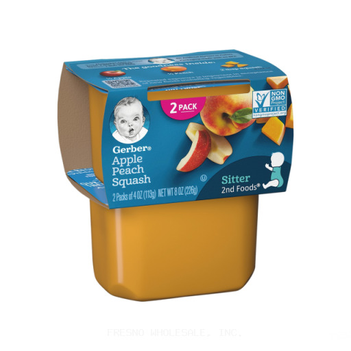 GERBER 8/2PK/4Z 2ND APPLE/PEACH/SQUASH