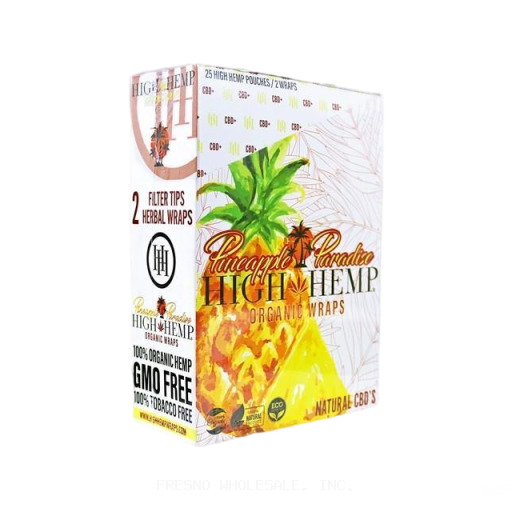 HIGH HEMP 25PH/2CT WRAPS ORGANIC PINEAPPLE PARADISE
