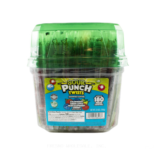 SOUR PUNCH JAR 180CT TWISTS ASSORTED FLAVORS