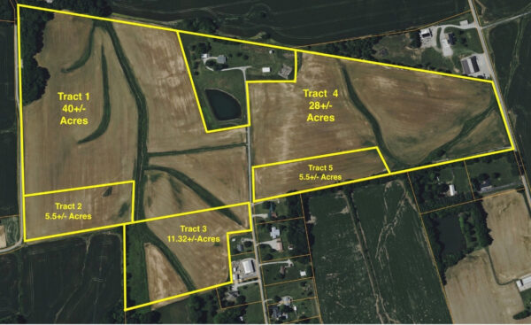 90+/- ACRES - 5 TRACTS - ROW CROP - HOME SITES - MINI FARMS