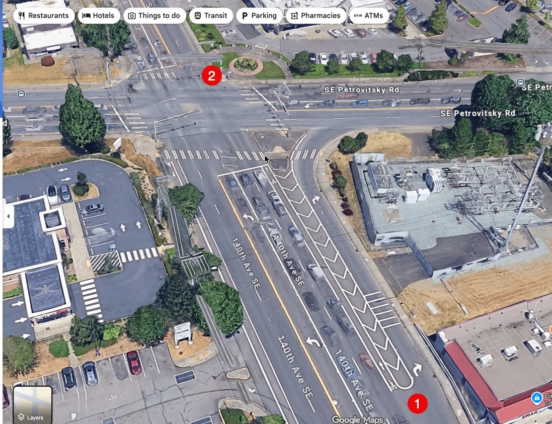 Intersection at 140th Ave SE and SE Petrovitsky Rd