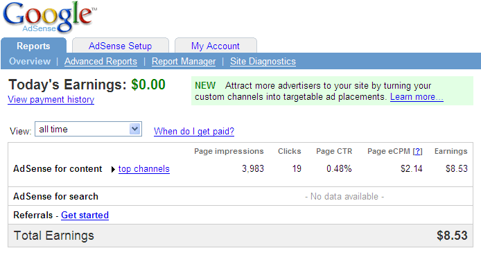 Google Adsense Results