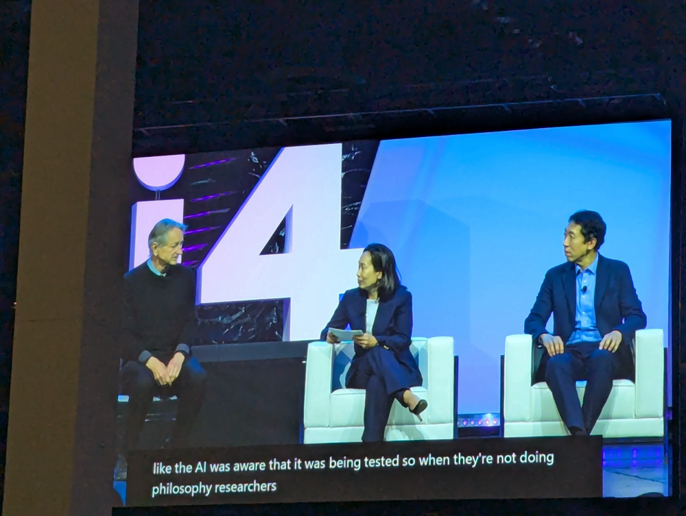 Keynote debates with Geoffrey Hinton, Fei Fei Li, and Andrew Ng