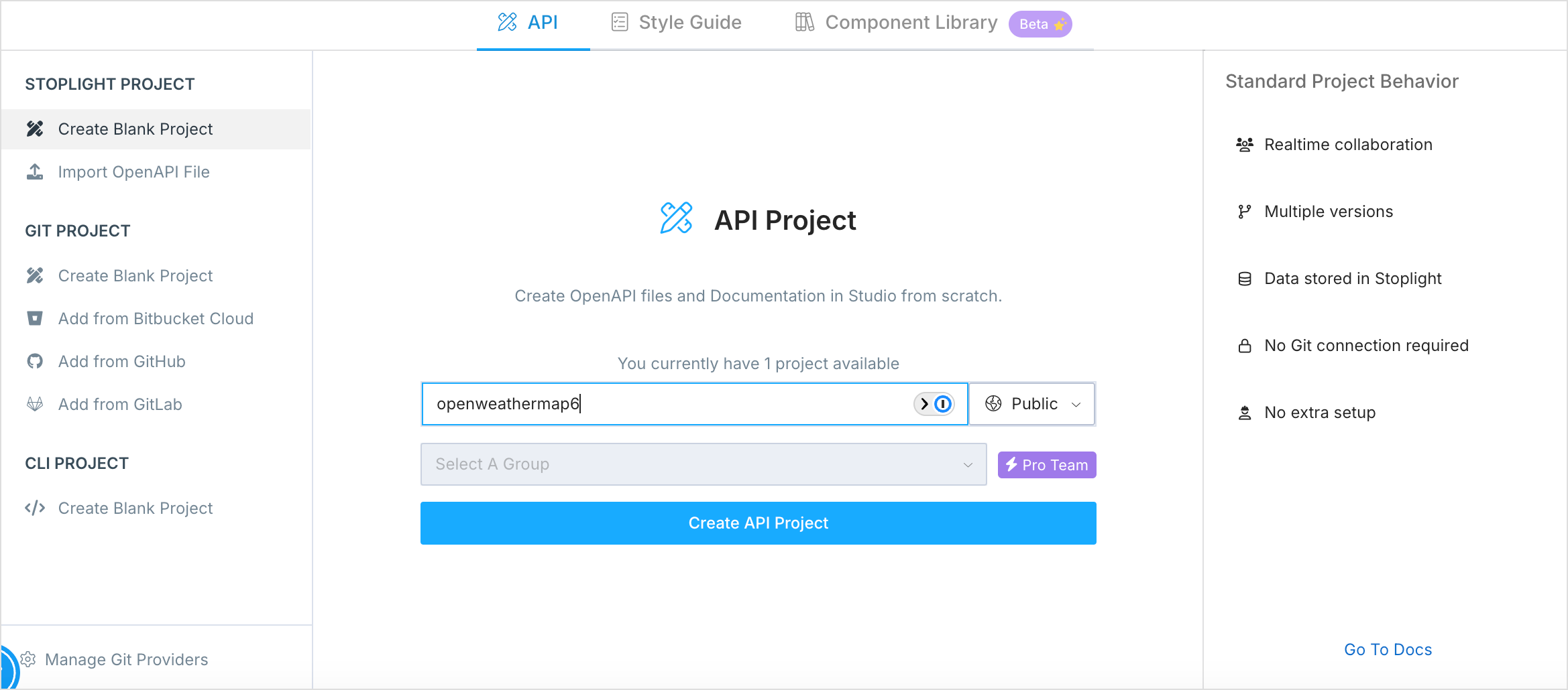 Create API Project