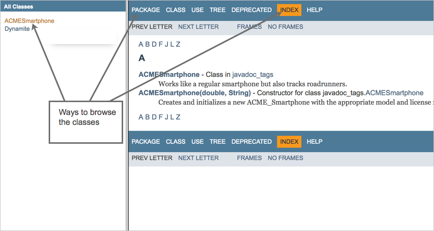 All the ways to browse the classes