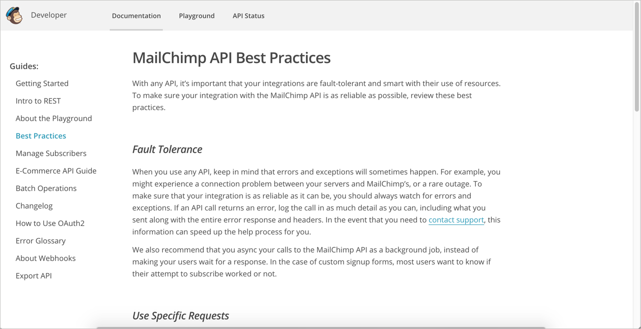 Mailchimp API best practices