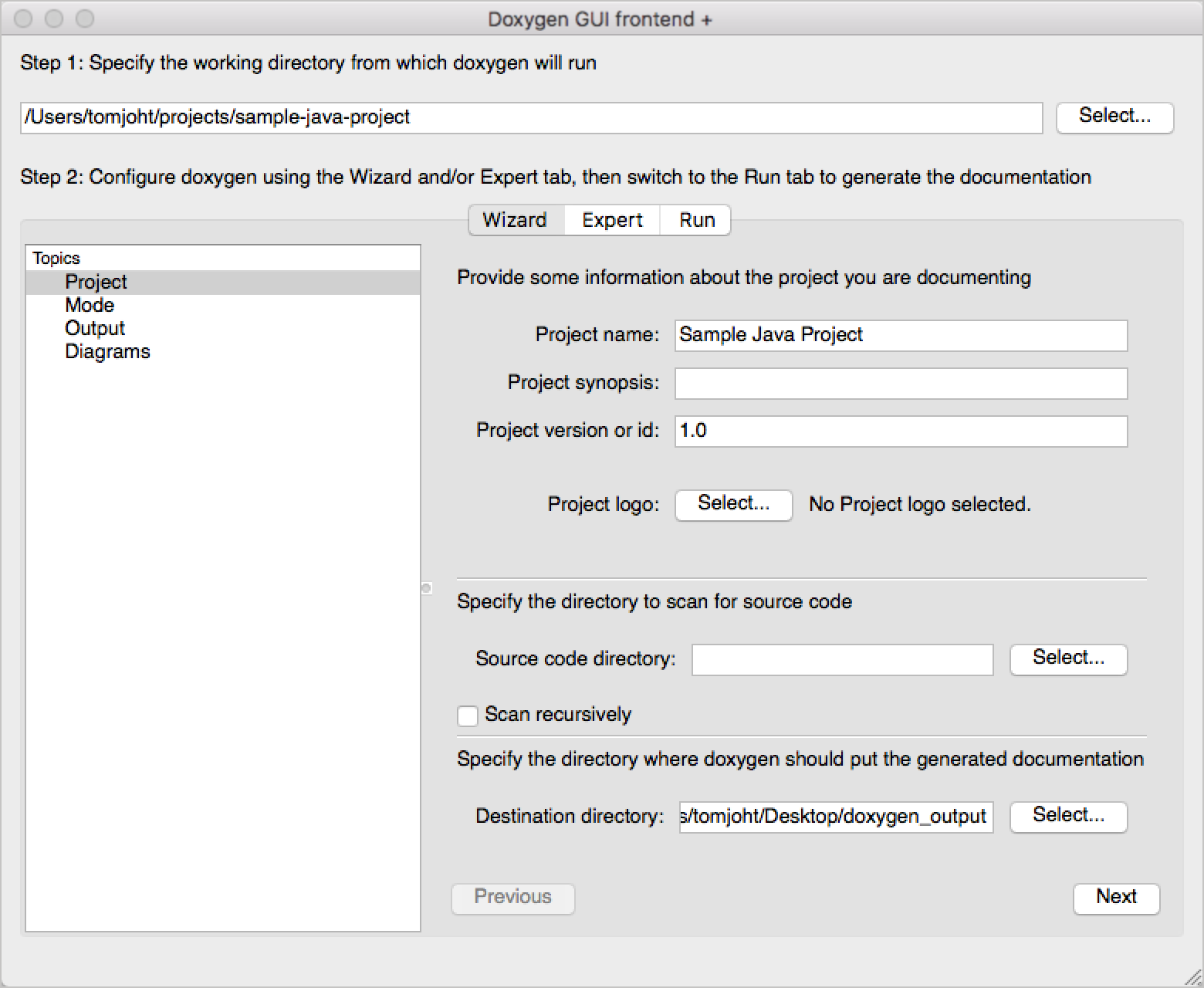 Doxygen front-end GUI generator