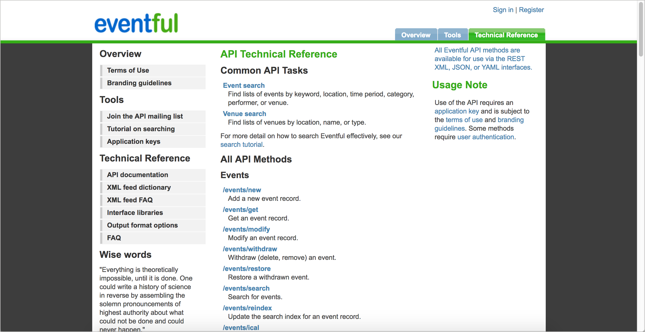 API reference