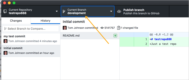 github desktop revert to previous commit