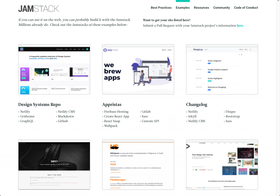 Jamstack examples