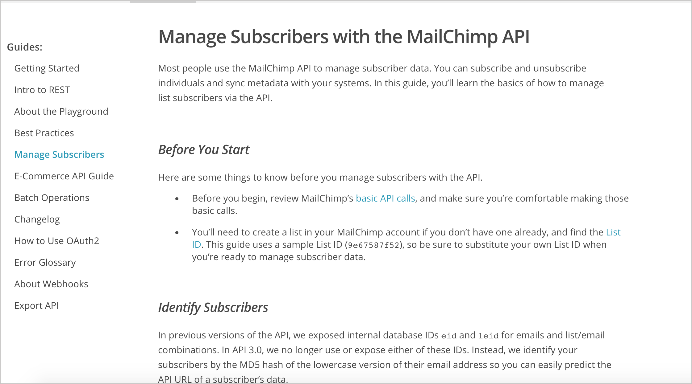 Mailchimp code samples