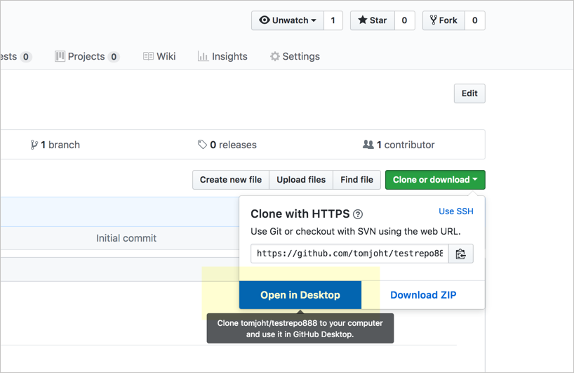 github desktop open fork