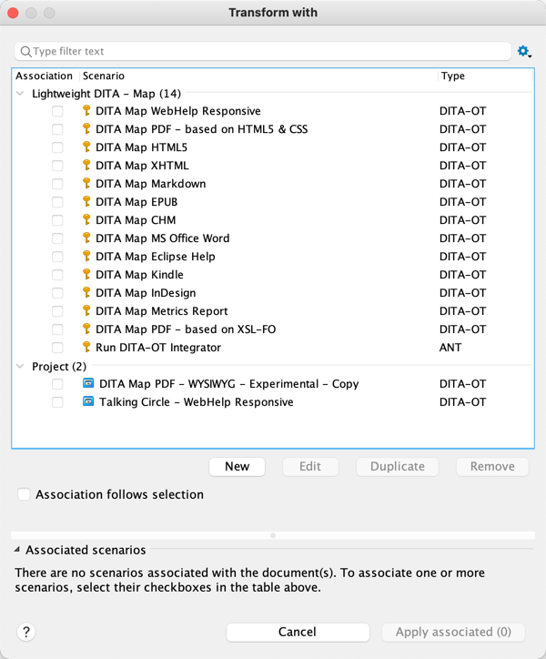 Available outputs from Oxygen XML