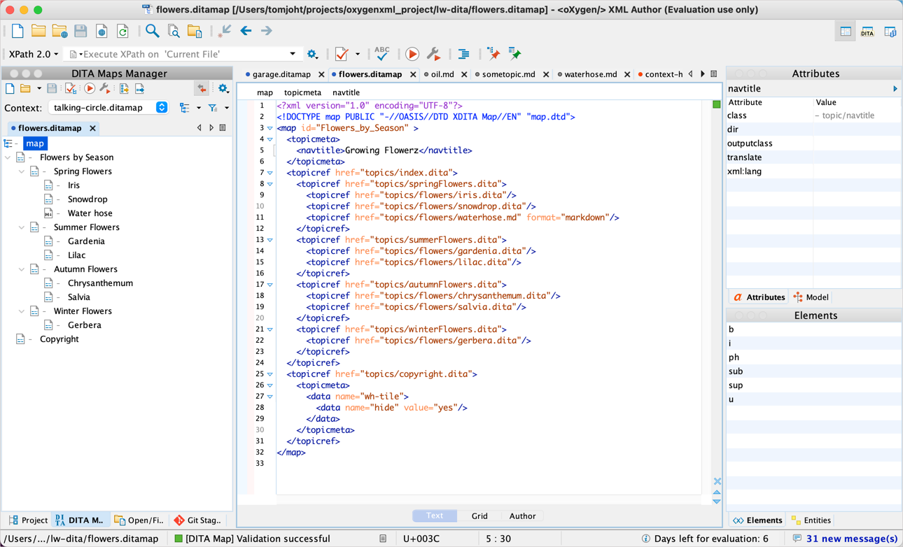 DITA Maps Manager in OxygenXML