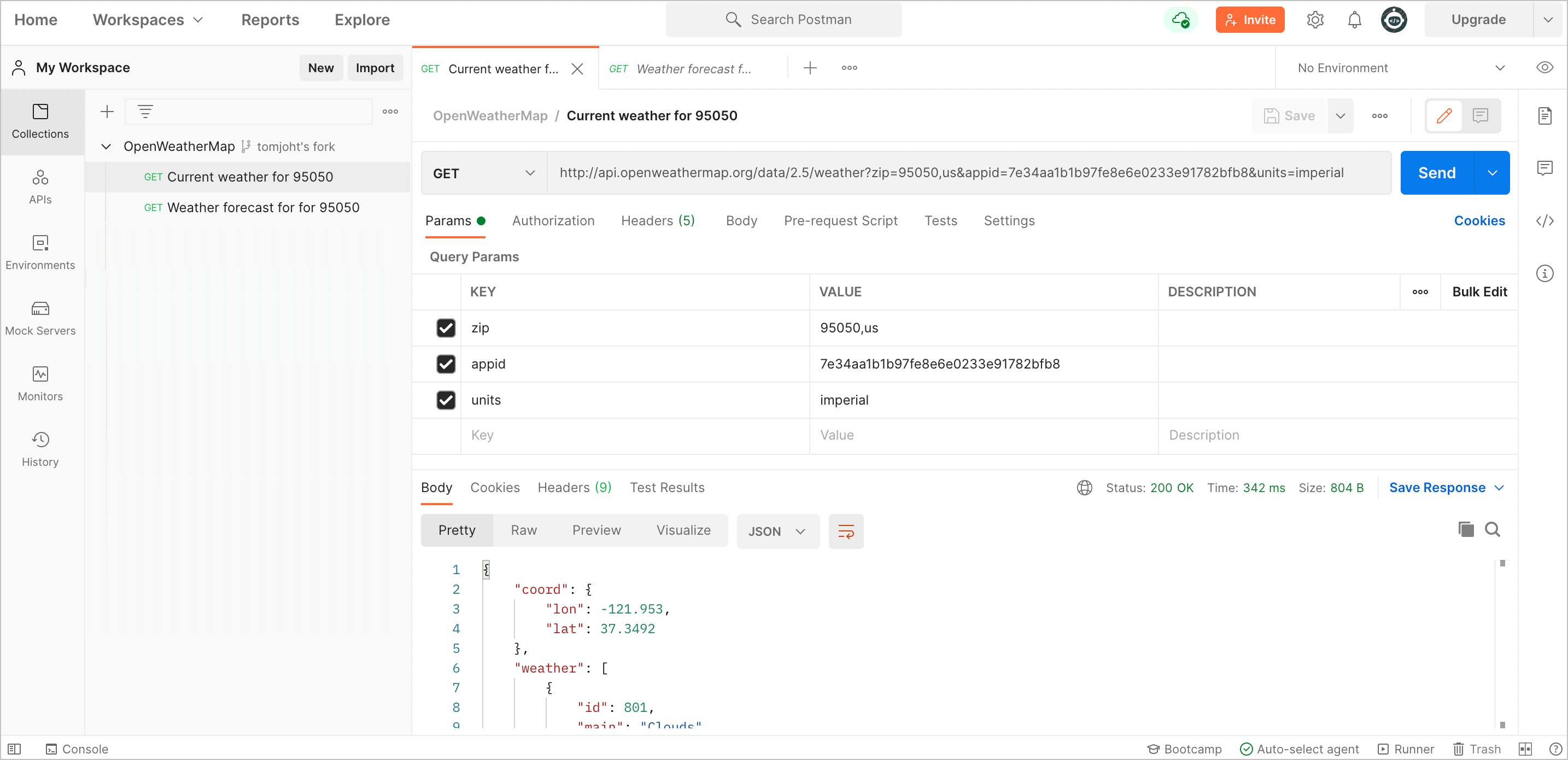 Postman web interface