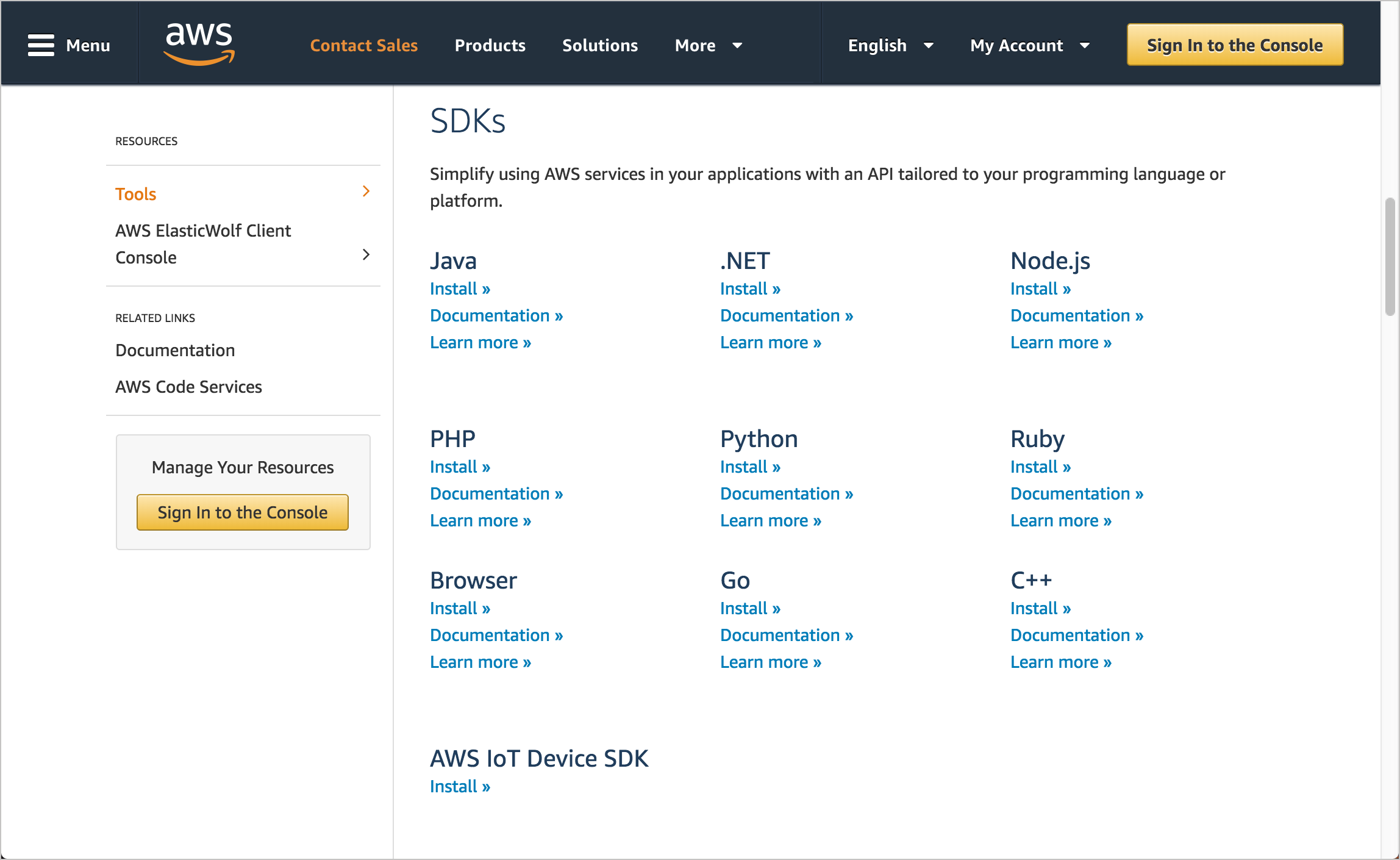 Amazon AWS SDKs