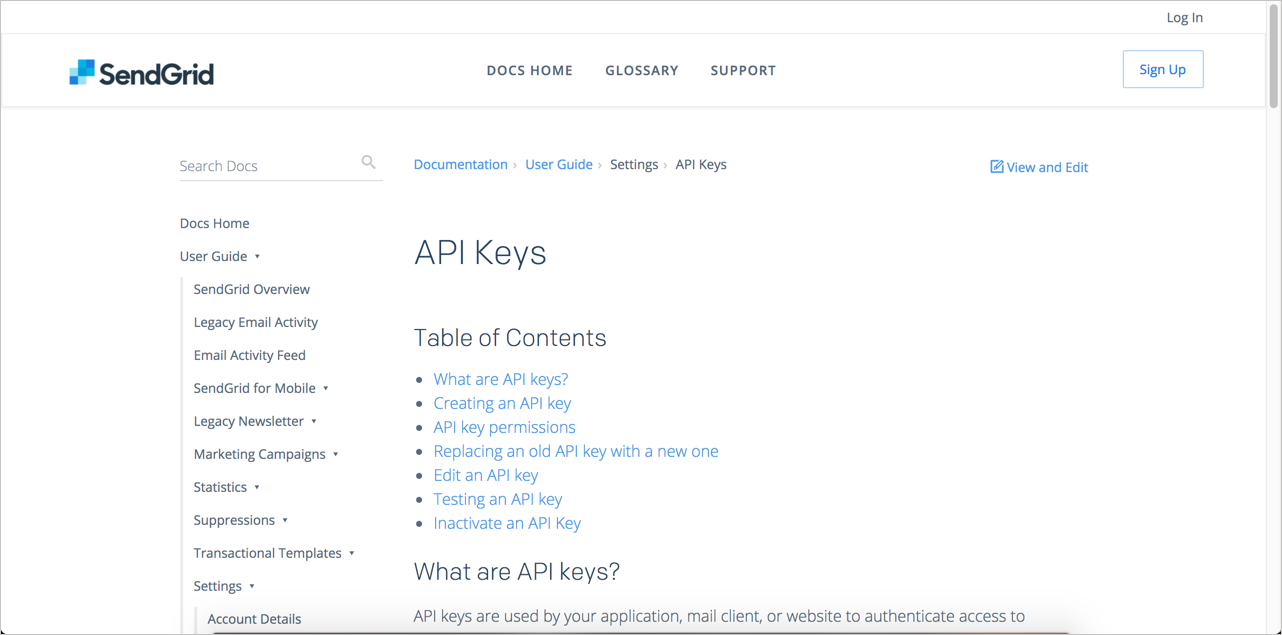 SendGrid API keys