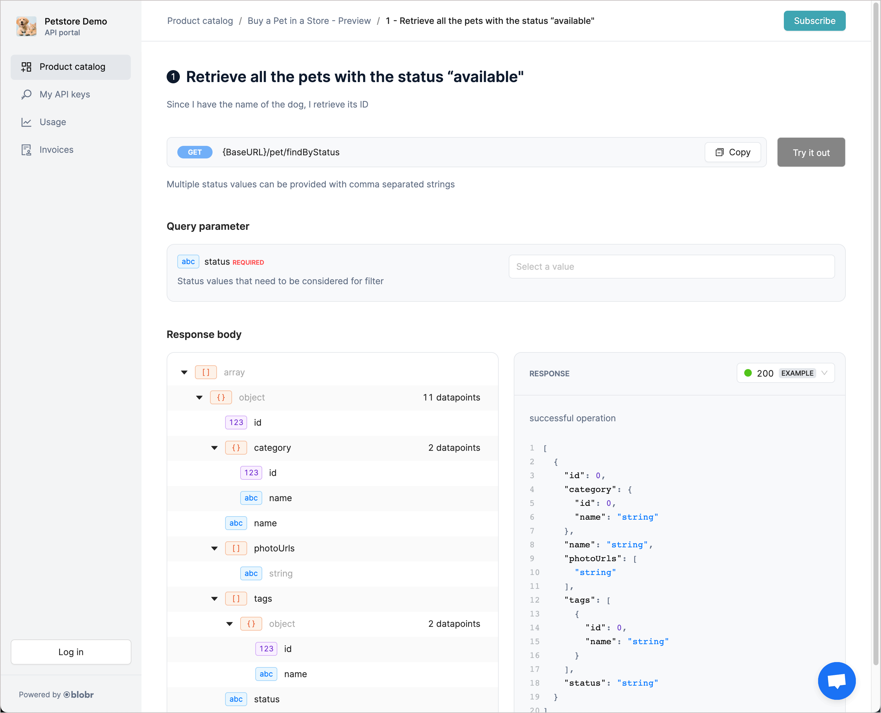 Blobr workflow step detail page